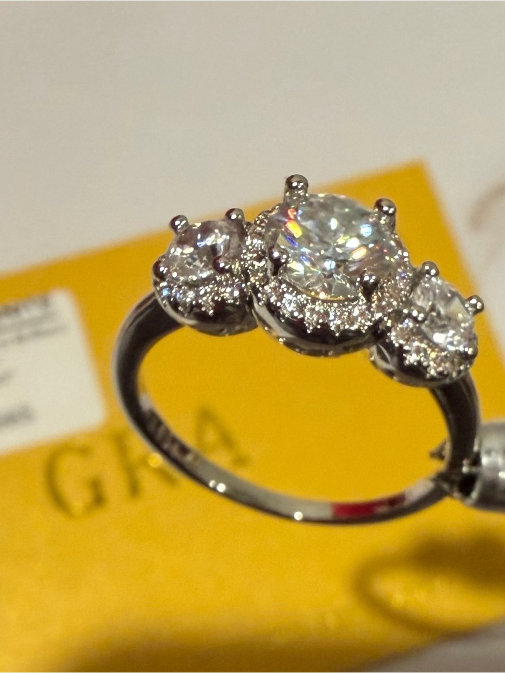 NWT Classic Three-Stone GRA MOISSANITE s925 Sterling Silver Size 9 - Picture 5 of 9